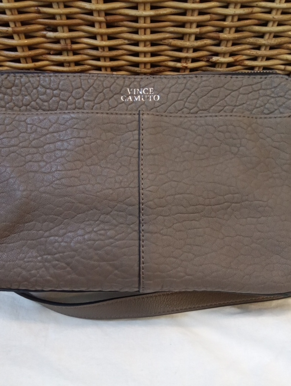 Vince Camuto Pebbled Taupe Crossbody Shoulder Bag